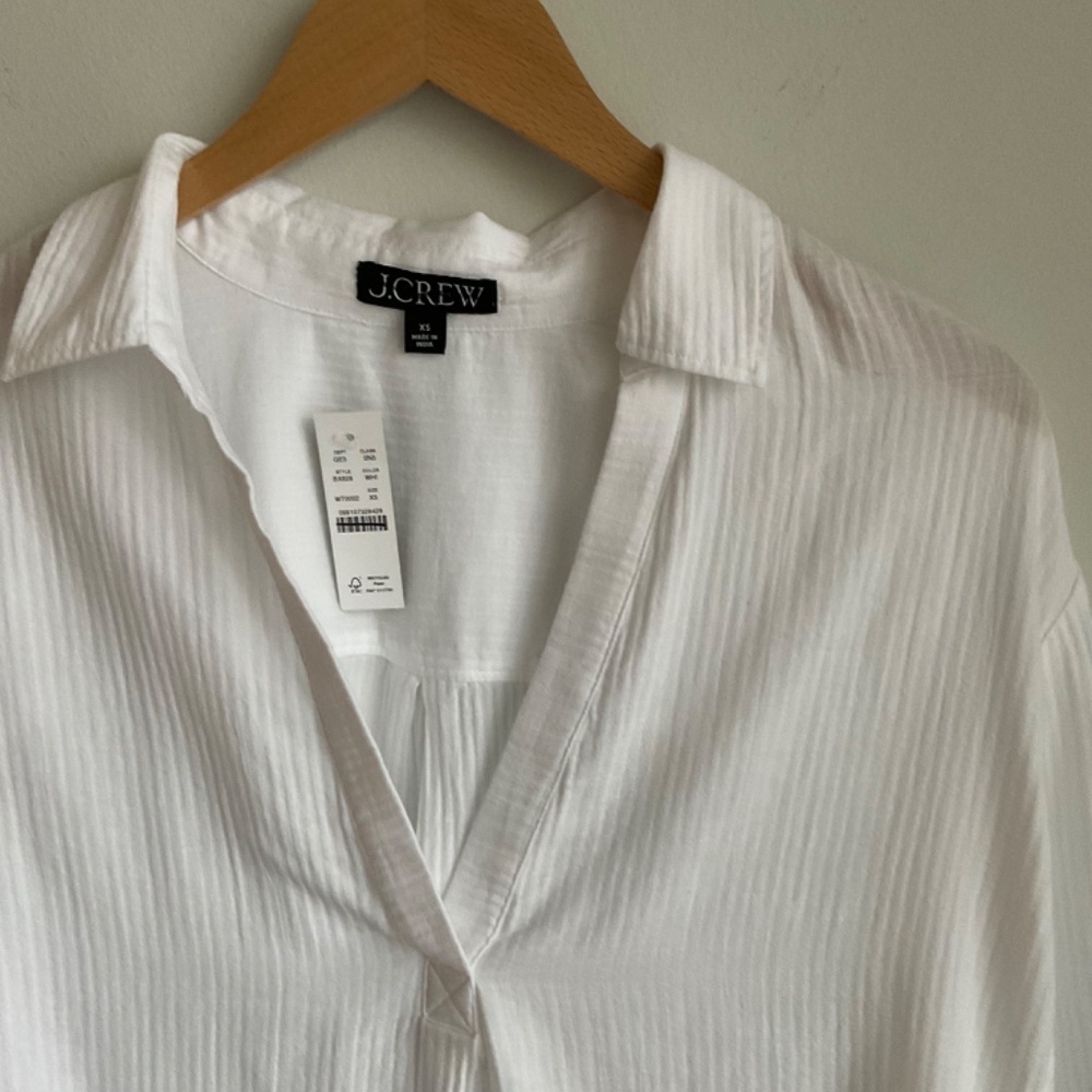 NWT J Crew White Popover Shirt Airy Gauze Size Various - Picture 5 of 9